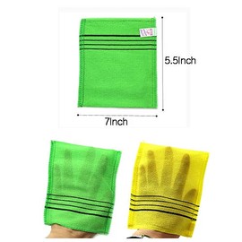 Toalla de baño coreana con nombre italiano, 20 unidades/paquete de guantes exfoliantes genuinos para eliminar la piel muerta, amarillo y verde (verde)