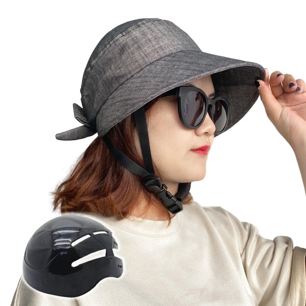 GOKEI Hat-shaped Helmet, Ladies CE Certified, Hat-type, Bicycle Cap, For Women, Adults, Cycling, Head Circumference: 22.0 - 22.8 inches (56 - 58 cm), Bicycle Protector, Lightweight, Safe, Shockproof, Everyday Wear, For Disaster Prevention, Cycle Chin Str