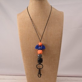 Lantintop Lanyards for Id Badges Silicone Bat Lanyards Key Chain Holder for Women （Dark Blue Bat）