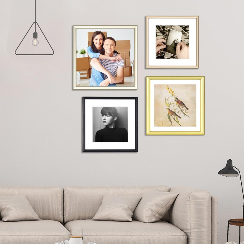 6x6 Picture Frame, Gold Aluminum Metal Square Photo Frame with