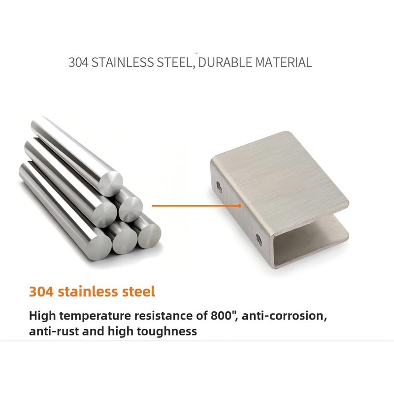 ZAXPHUMAX Stainless Steel Glass Clip Bracket 304, 3 Sizes (1/4”