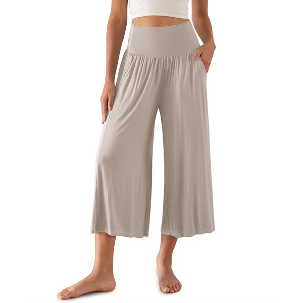 ODODOS Women's Wide Leg Palazzo Lounge Cropped Pants with Pockets
