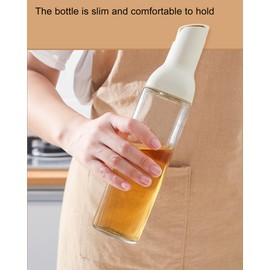 Oil Dispenser 17 Oz For Kitchen Cooking 1 Pack With Labels, Olive Oil Bottle Dispenser Auto Flip Non-Drip Oil Dispenser Bottle Wide Opening Easily Refill And Clean,Beige Glass Oil Dispenser 500ml