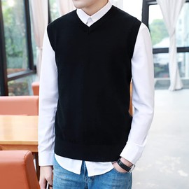 MANBOZIXi Men's V-Neck Sweater Vest, black