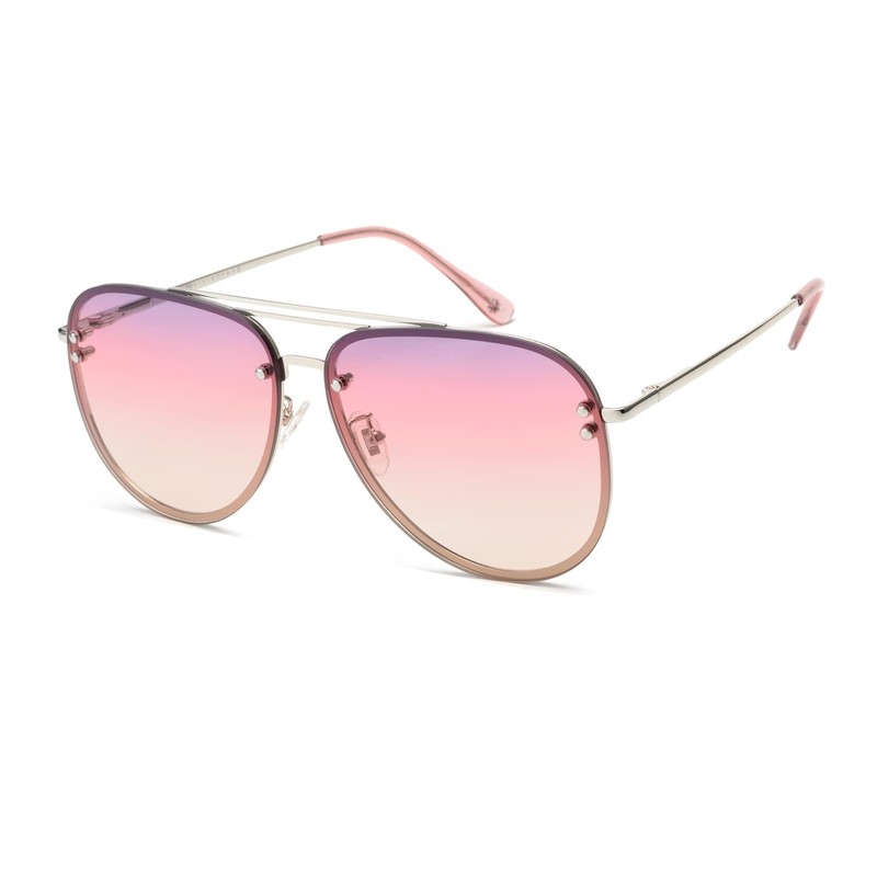 VIVIENFANG Premium Rimless Oversized Aviator Sunglasses for Women, Polarized PC