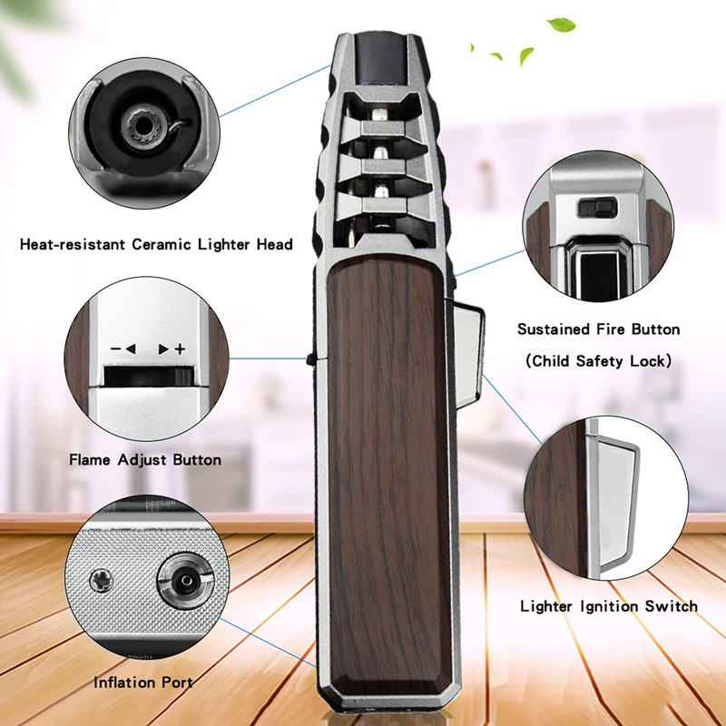 DOUBFIVSY Butane Torch Lighter, Refillable Kitchen Cooking Torch with Safety