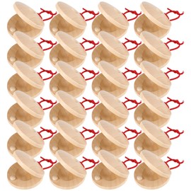 Fuyamp 24 Pcs Castanets Wooden Musical Instrument Finger Castanets Baby Castanet Hand Finger Castanets Classroom DIY Wooden Percussion Instrument for Kids Adults