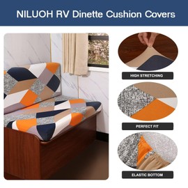 NILUOH RV Dinette Cushion Covers,Stretch Camper Cushion Slipcovers Replacement Sofa Cushions Washable Loveseat Slipcovers for Travel Trailer Couch (2 Bench Cover & 2 Backrest Cover, Color23)