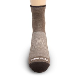 USA Made - Mini Crew Socks - Micro Weight Liner - Hiking Socks - Merino Wool - Mountain Heritage - Coffee - Large