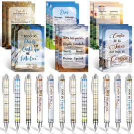 Sayglossy 24 Pcs Regalos Cristianos En Español Spanish Christian Gifts Women Teacher Back to School Faith Bible Verse Pen Notebook Regalos Cristianos Para Mujer En Español Church(Colorful,Scene)