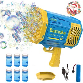 SOYTO Máquinas para Burbujas con 69 Agujeros,Colorido Fuerte Luz de Viento Máquina, Adecuado Juguetes de Verano para niños al Aire Libre,con 6 Aguas de Burbujas,para Fiestas, Cumpleaños, Bodas (Azul)