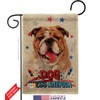 Patriotic Bulldog Burlap Garden Flag Set with Stand Animals Dog