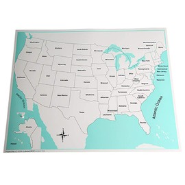 Montessori USA Map Puzzle for Kids with Labeled USA Control Map - Montessori Preschool Geography Toys & Gifts for Boys & Girls Ages 3-5-7 and Up - Wooden United States Puzzle Map for Kids