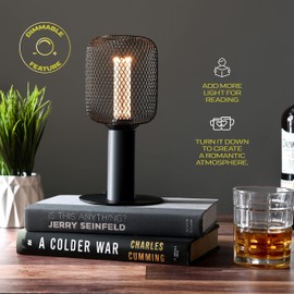 Next Glow Decorative Light Bulb Black Metal Cage Cylinder Led Light Bulbs 3.5W Equivalent 20W E26 Led Bulb Base, Dimmable, Soft Warm Vintage Edison Decorative Bulb for Home Kitchen Restaurant…
