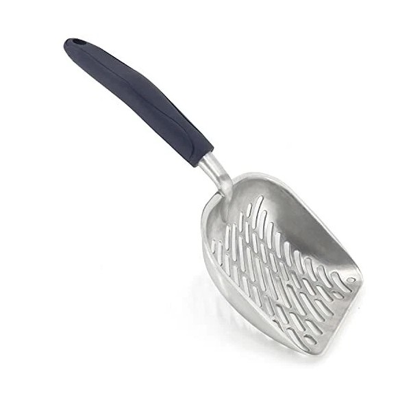 QIYADIN Non-Stick Metal Cat Litter Scoop Long Handle, Solid Aluminum