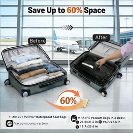 Travel Vacuum Bags with Electric Pump for Carry-On Luggage