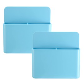 2 Pieces Large Capacity Blue Strong Magnetic Chalk Holder,Fridge Magnet Holder,Marker Holder,Locker Container Organizer, Letter Holder Fridge,Wall Pen/Remote Control Holder,Whiteboard Pen Holder