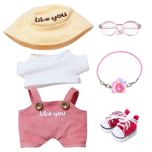 17cm Doll Clothes, Premium Outfit Set with Accessories Tshirt, Pink