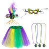 SUMERSHA 6pcs Mardi Gras Costume Set Tutu Skirt Sequins Feather