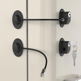 REZIPO - Paquete de 2 cerraduras para puerta de refrigerador con 4 llaves, cerradura de cajón de archivo, cerradura de puerta de congelador y cerraduras de seguridad infantil, color negro