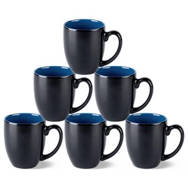 GBHOME 16oz Coffee Mugs Set of 6, Large Ceramic Coffee Mugs for Man, Woman, Dad, Mom, Modern Coffee Mugs Set with handle for Tea/Latte/Cappuccino/Milk/Cocoa. Dishwasher&Microwave Safe,Blue