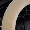 Soft Fluffy Warm Genuine Sheepskin Car Steering Wheel Cover, Fuzzy