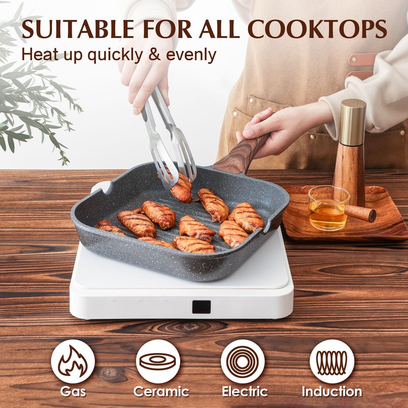SENSARTE Nonstick Grill Pan for Stove Tops, Versatile Griddle with