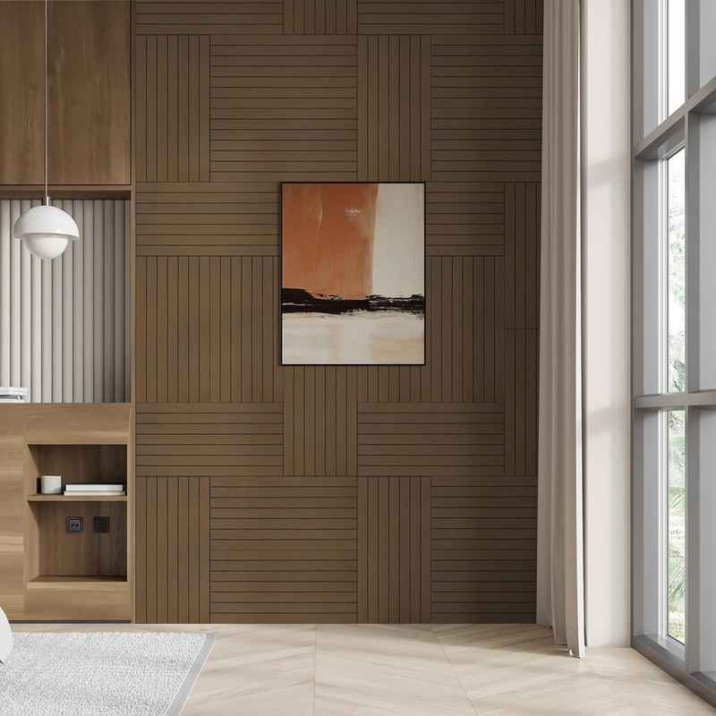 WADILE Peel and Stick Wood Slat Wall Panels 12x24in PVC