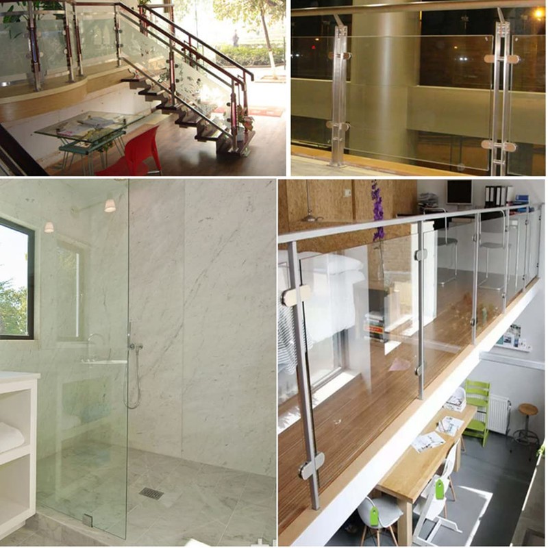 4Pcs Glass Clamps,304 Stainless Steel Glass Clip Grip Holder,Adjustable Wood/Glass