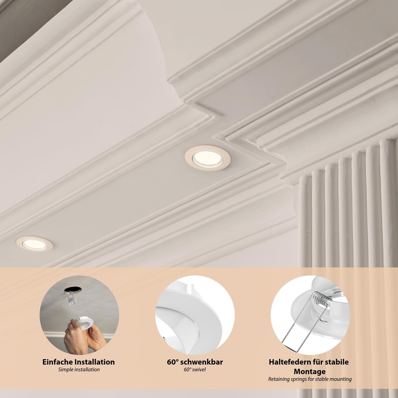 ledscom.de Circ Ceiling Mounting Frame Aluminium Pivoting White (LED/Halogen/GU10/MR16/PAR16/50 mm)