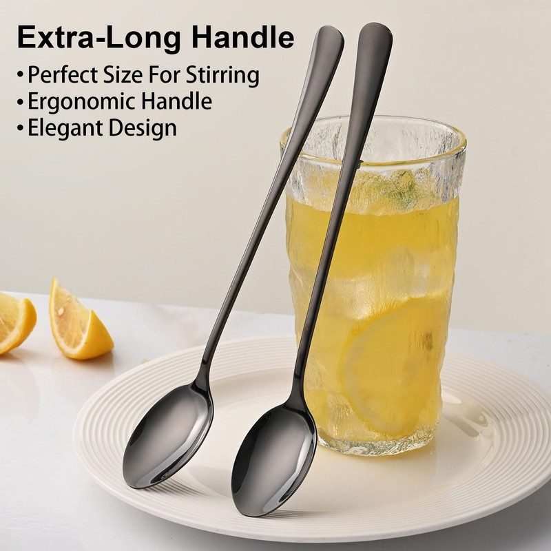 7.5 Inches Black Coffee Stirring Spoons Set,Set Of 8 Stanless