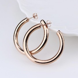 hsiyyecg Fashion Women's 5mm Thick Rose Gold Chunky Earrings Post Chunky Open Hoops Earrings, Hollow Tube Thick Hoops Earrings Lightweight Hoop Large Earrings 30/40/50/60MM, 30mm, Rose Gold, No Gemstone
