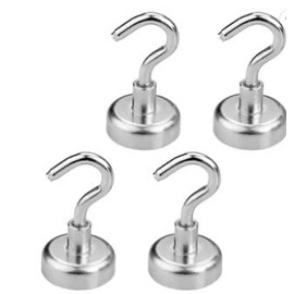 Set of 20 Chrome Magnetic Hooks - 8kg/18lb for use on Fridge, Office, Kitchen, BBQ & More - Organize with Ease
