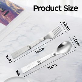 2 Pcs Thermos Replacement Spoon and Fork, Folding Spoons Forks Stainless Steel Set, Multifunctional Folding Spoon and Fork, Travel Utensils, Portable, for Outdoor Picnic, Camping, Hiking Travel