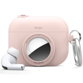elago Snapshot Case Compatible with AirPods Pro and Compatible with AirTags, Cute Classic Camera Design, Locator Case, Drop Protection, Keychain Included [Tracking Device Not Included] (Sand Pink)