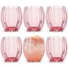 Remerry 6 Pack Pink Stemless Glasses Petal Glass 12oz (350ml)