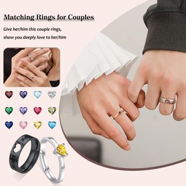 Wedding Gifts for Couples 2025, Couples Rings for Him and Her Set Valentines Gifts for Girlfriend Adjustable Matching Rings with September Birthstone Birthday Gift for Women Men Long Distance Jewelry