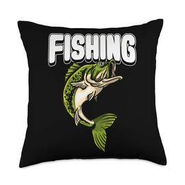Angler, Fischer, Angel Fish Fish Outifts And Gifts Angel, Angler Fisherman Outfit Bass Fishing Throw Pillow, 18x18, Multicolor