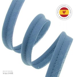 TEXTEX = Piping for Sewing, Decoration, and Crafts. Composition 50% Cotton and 50% Polyester. Total Width of 15mm, Cord of 5mm, and Flap of 10mm. 10 Meter Reel - (Medium Blue)
