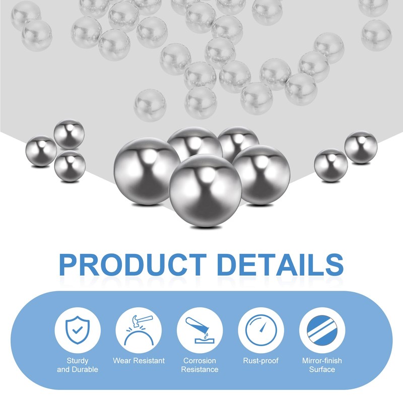sourcing map 9mm Bearing Balls, 25 Pcs 304 Stainless Steel