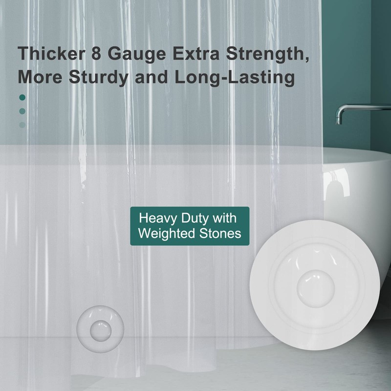 AmazerBath Clear Shower Curtain Liner, 70 x 72 Inches EVA