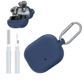 AGENTNANO for TOZO Crystal Pods(2024) Case Cover, Silicone Protective Scratch Resistant Cover for TOZO Hybrid Active Noise Cancelling Wireless Earbuds with Carabiner-Dark Blue