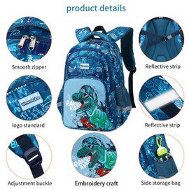Wawakube Kids Backpack Set 3Pcs Dinosaur Backpack with Lunch Box Bag and Pencil Case, Perfect for Preschool and Elementary School, Ideal for Picnic, Travel