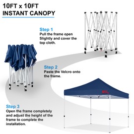 MASTERCANOPY Pop Up Canopy Tent Commercial Grade 10x10 Instant Shelter (Navy Blue)