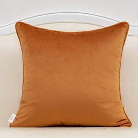 Alerfa 20 x 20 Inch Square Diamond Plaid Striped Embroidery Cut Velvet Cushion Case Luxury Modern Throw Pillow Cover Decorative Pillow for Couch Sofa Living Room Bedroom Car, Orange