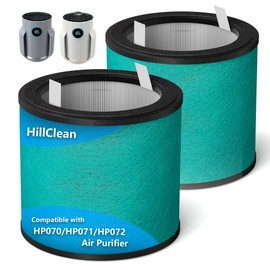 HP071BRN HP072 Replacement Filter for Shark HP070/HP071BRN/HP072/UA075 NeverChange Air Purifier,H13 HEPA-Exceeding Activated Carbon Filter,Compared to Part #HE07FKPET, 2 Pack