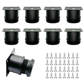 WWYSSZ Pack of 8 Furniture Feet Adjustable Black Stainless Steel Cabinet Feet Legs Round Height 5 cm Diameter 5 cm Adjustable Height 0-15 mm for Cabinet Feet, Sofa Feet, Furniture Legs, Kitchen