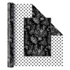 WERNNSAI Black Floral Wrapping Paper Roll - 1 Roll 17”x