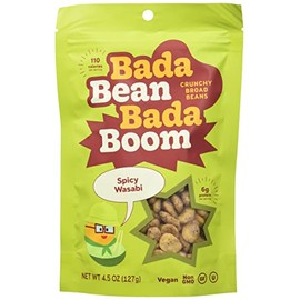 Bada Bean Bada Boom Plant-based Protein, Gluten Free, Vegan, Non-GMO, Soy Free, Kosher, Roasted Broad Fava Bean Snacks, Wasabi, 4.5 Ounce (Pack of 6)