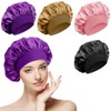 4 Pcs Sombrero de Satén para Dormir,Gorro Rizado Ajustable |